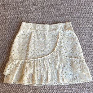 Sezane Corina Skirt Off-white ecru cream eyelet